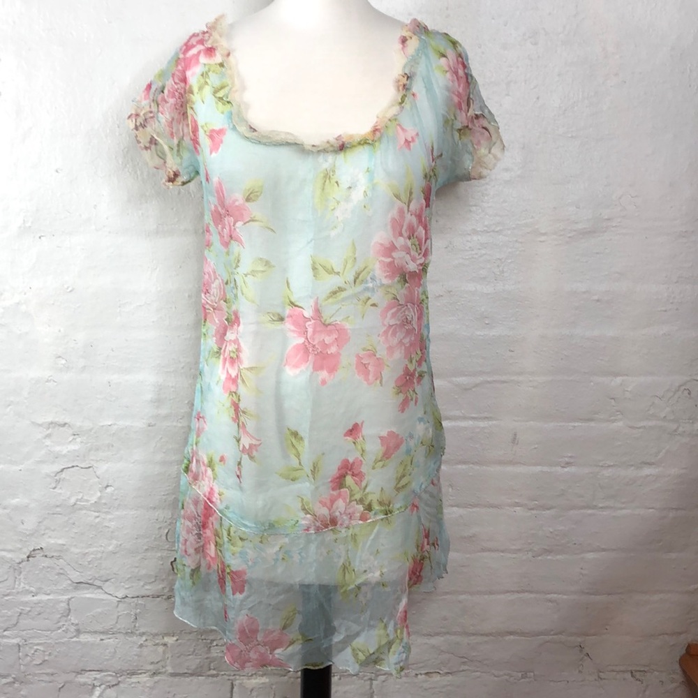 FOR LOVE and LIBERTY Sheer Floral Tunic